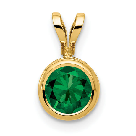6mm Mount Saint Helens bezel Charm Pendant in Real 14k Yellow Gold
