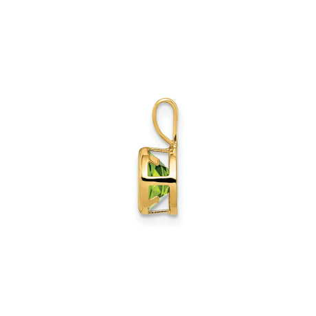 14k Yellow Gold Peridot Pendant with Bezel Setting, Minimalist August Birthstone Charm