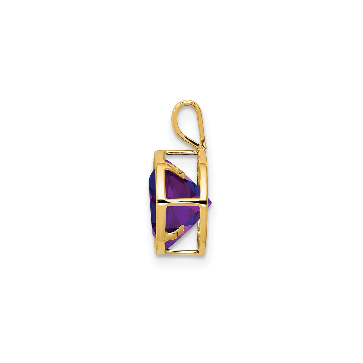 14k Yellow Gold Pendant with Round Amethyst in Bezel Setting , February Birthstone Jewelry
