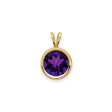 14k Yellow Gold Pendant with Round Amethyst in Bezel Setting , February Birthstone Jewelry
