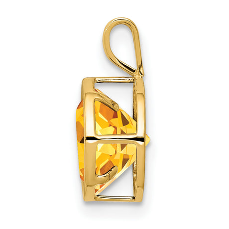 Citrine bezel Charm Pendant in Real 14k Yellow Gold
