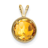 Citrine bezel Charm Pendant in Real 14k Yellow Gold