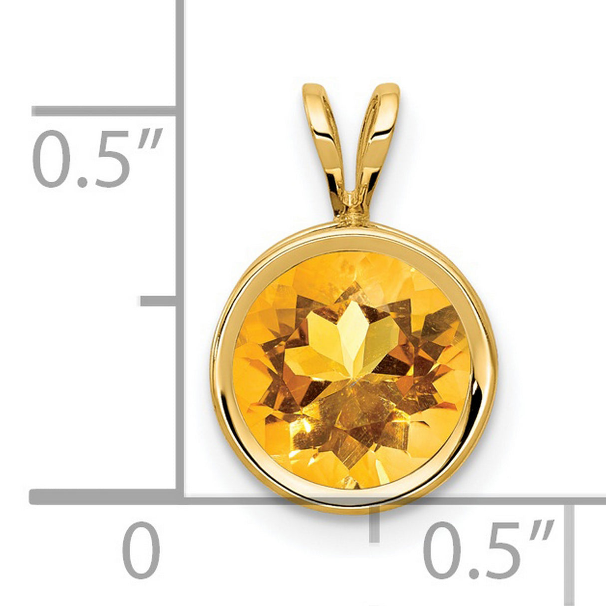 Citrine bezel Charm Pendant in Real 14k Yellow Gold