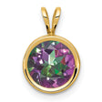 14k Yellow Gold Round Pendant with Mystic Fire Topaz, Bezel Set Modern Design Charm