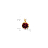 14k Yellow Gold Lotus Pendant with Garnet in Round Bezel Setting, Minimalist Spiritual Charm for Women