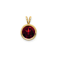 14k Yellow Gold Lotus Pendant with Garnet in Round Bezel Setting, Minimalist Spiritual Charm for Women