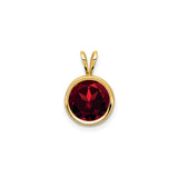 14k Yellow Gold Lotus Pendant with Garnet in Round Bezel Setting, Minimalist Spiritual Charm for Women