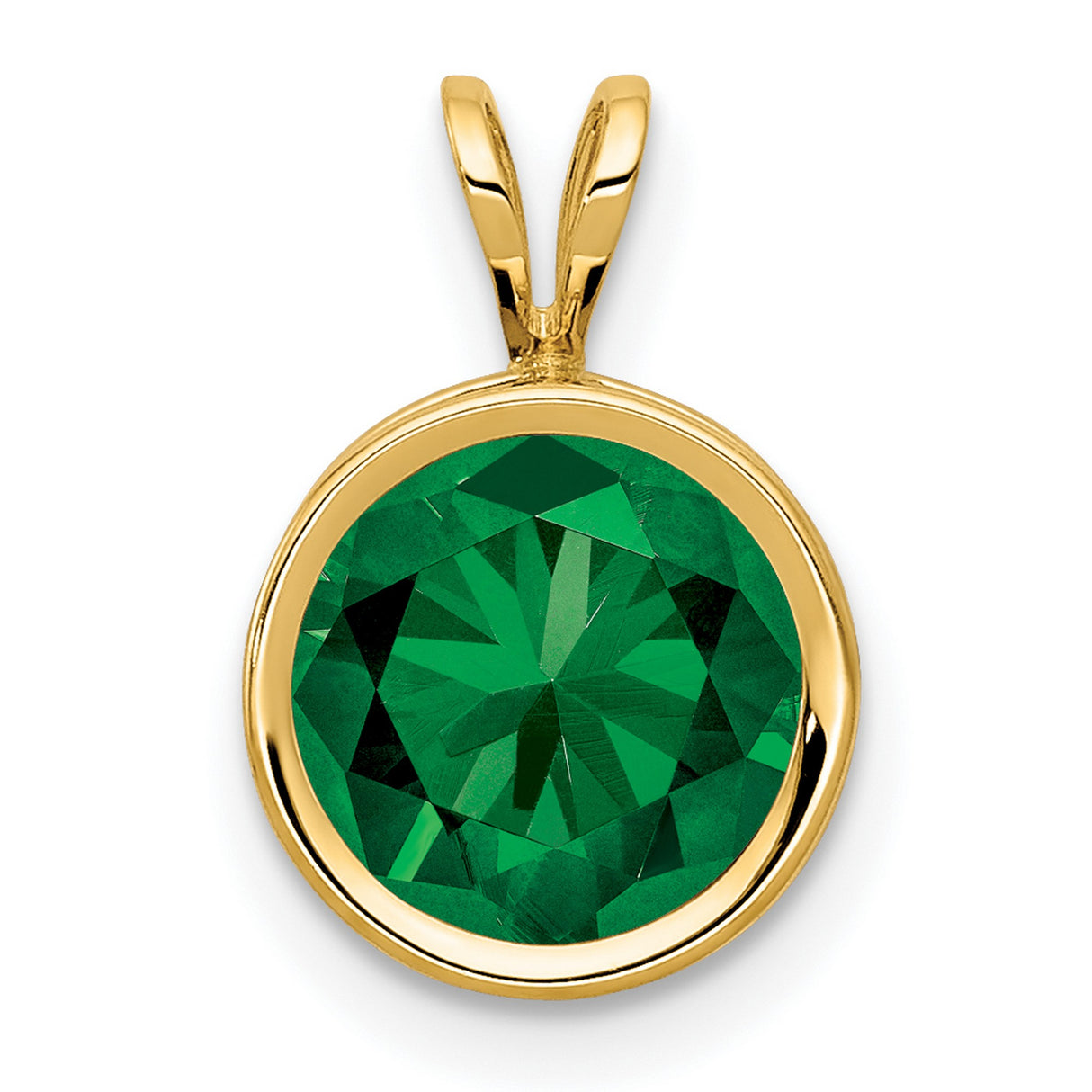 8mm Mount Saint Helens bezel Charm Pendant in Real 14k Yellow Gold
