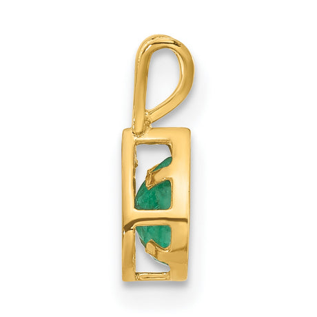 6x4mm Pear Emerald Bezel Charm Pendant in Real 14k Yellow Gold