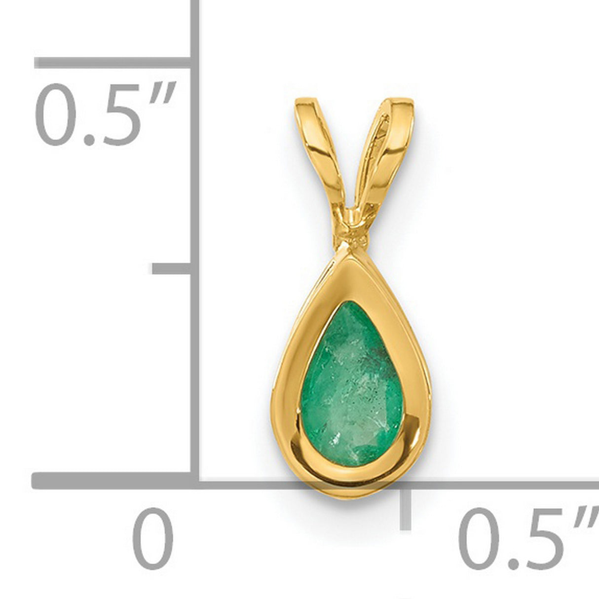 6x4mm Pear Emerald Bezel Charm Pendant in Real 14k Yellow Gold