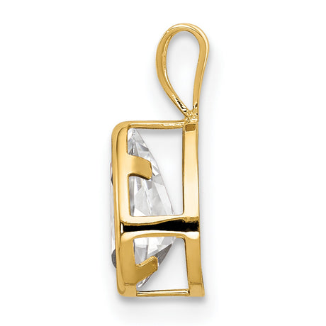 8x5mm Pear Cubic Zirconia bezel Charm Pendant in Real 14k Yellow Gold