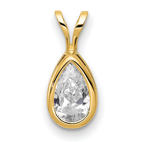 8x5mm Pear Cubic Zirconia bezel Charm Pendant in Real 14k Yellow Gold