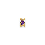 14k Yellow Gold Stud Earrings with Round Amethyst in Bezel Setting, February Birthstone Jewelry