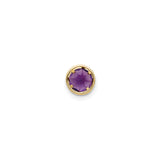 14k Yellow Gold Stud Earrings with Round Amethyst in Bezel Setting, February Birthstone Jewelry