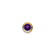 14k Yellow Gold Stud Earrings with Round Amethyst in Bezel Setting, February Birthstone Jewelry