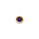 14k Yellow Gold Stud Earrings with Round Amethyst in Bezel Setting, February Birthstone Jewelry
