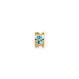 14k Yellow Gold Stud Earrings with Swiss Blue Topaz in Bezel Setting, Minimalist Design for Women