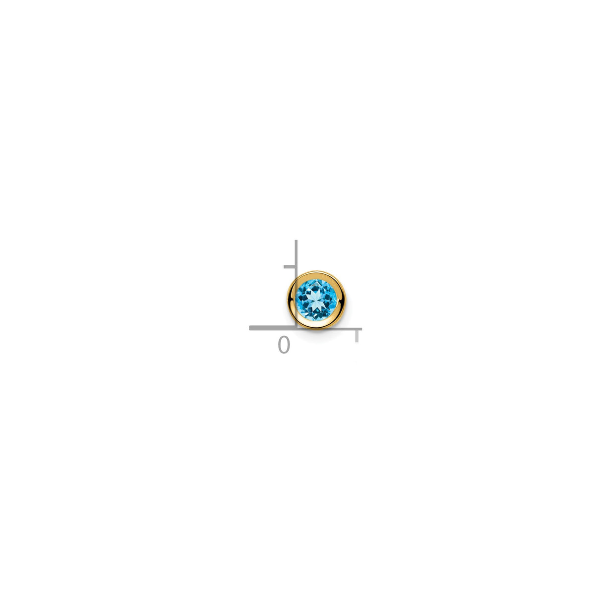 14k Yellow Gold Stud Earrings with Swiss Blue Topaz in Bezel Setting, Minimalist Design for Women