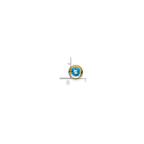 14k Yellow Gold Stud Earrings with Swiss Blue Topaz in Bezel Setting, Minimalist Design for Women