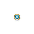 14k Yellow Gold Stud Earrings with Swiss Blue Topaz in Bezel Setting, Minimalist Design for Women