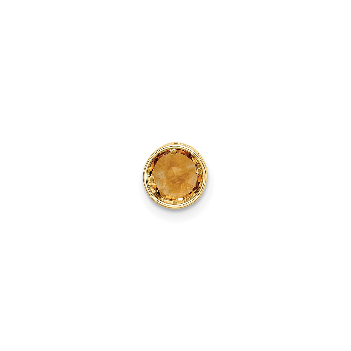 14k Yellow Gold Citrine Stud Earrings, Round Bezel Set, Minimalist Modern Design for Women