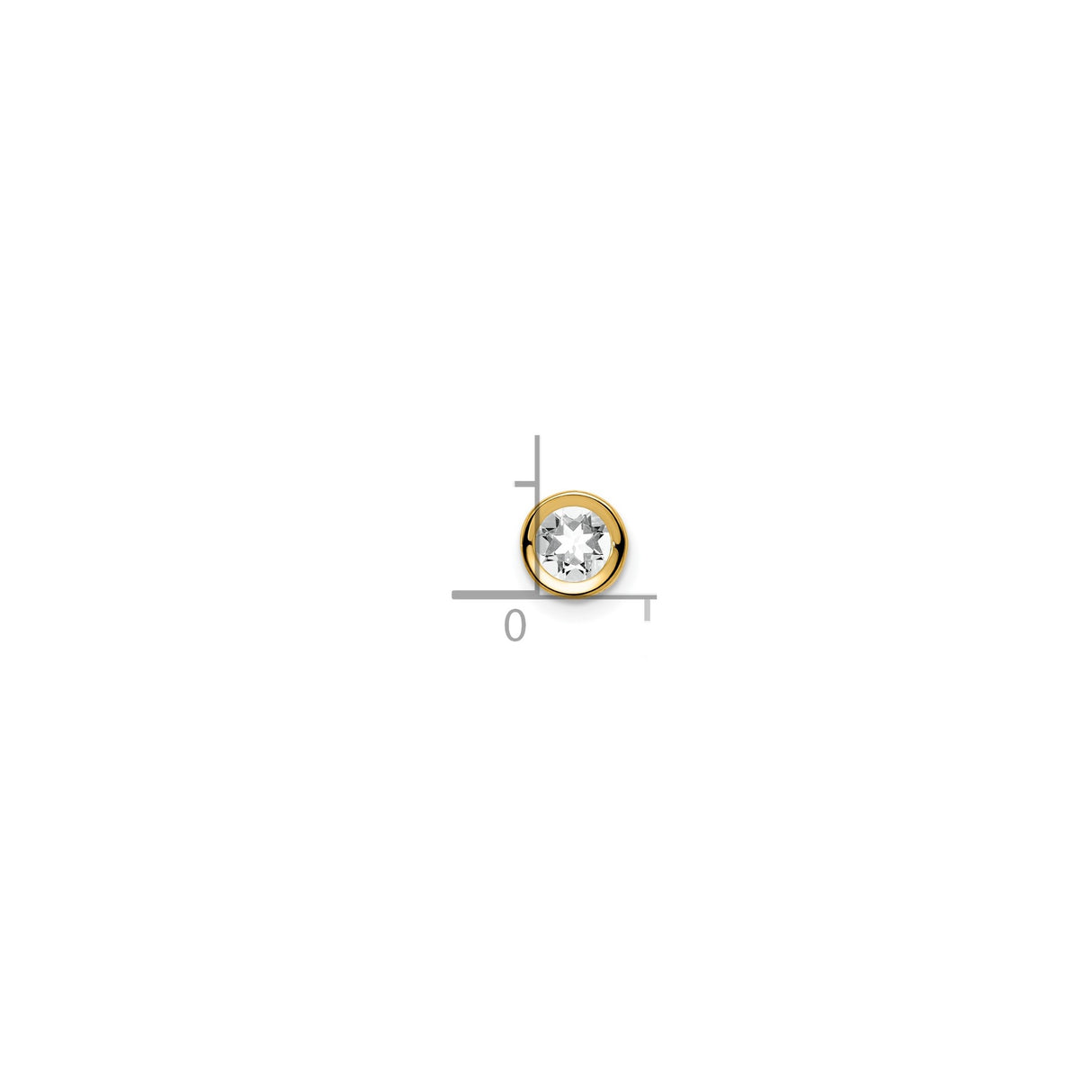 14k Yellow Gold Stud Earrings with Cubic Zirconia, Bezel Set Round Minimalist Design for Women