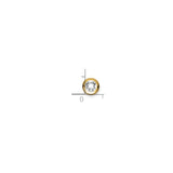14k Yellow Gold Stud Earrings with Cubic Zirconia, Bezel Set Round Minimalist Design for Women