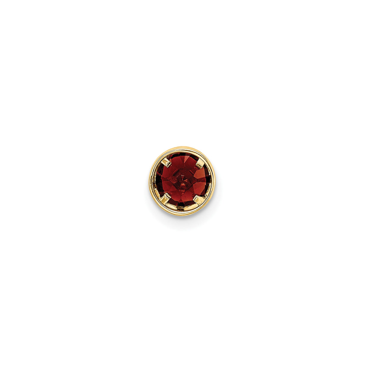 14k Yellow Gold Garnet Stud Earrings, Round Cut Solitaire Bezel Set, Minimalist Jewelry for Women