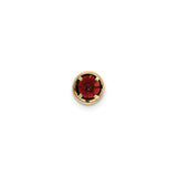 14k Yellow Gold Garnet Stud Earrings, Round Cut Solitaire Bezel Set, Minimalist Jewelry for Women