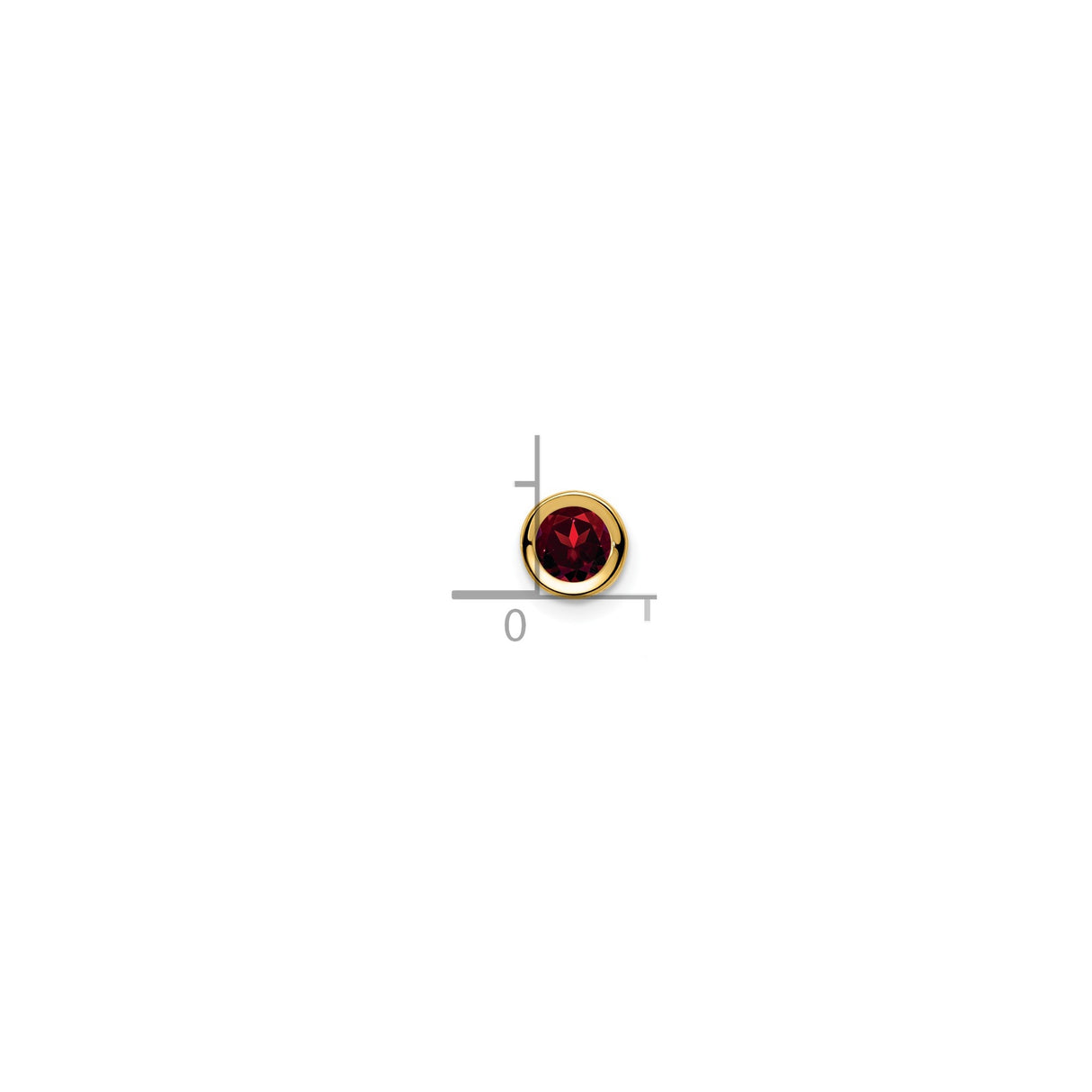 14k Yellow Gold Garnet Stud Earrings, Round Cut Solitaire Bezel Set, Minimalist Jewelry for Women