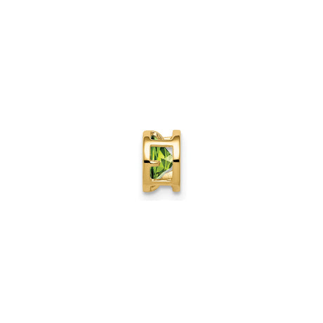 14k Yellow Gold Stud Earrings with Round Bezel Setting, Peridot Gemstone, Minimalist Style