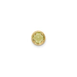 14k Yellow Gold Stud Earrings with Round Bezel Setting, Peridot Gemstone, Minimalist Style