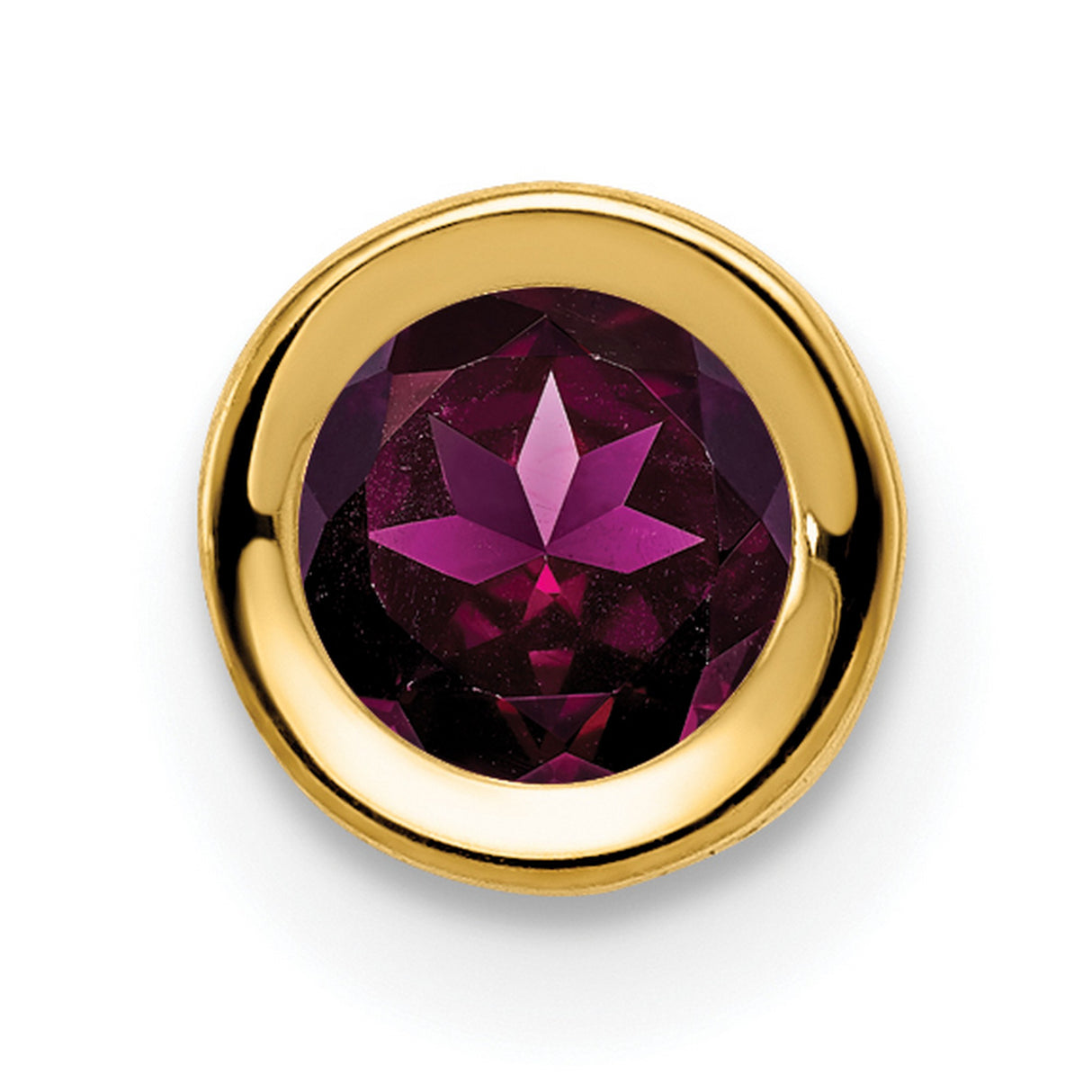 5mm Rhodolite Garnet bezel Charm Pendant in Real 14k Yellow Gold