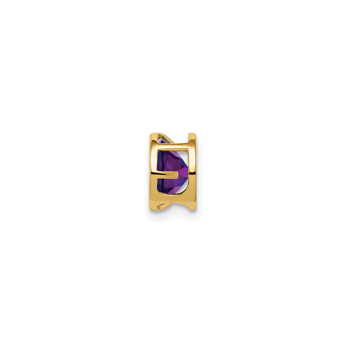 14k Yellow Gold Amethyst Pendant, Round Bezel-Set February Birthstone, Modern Dainty Design