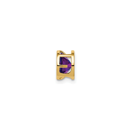 14k Yellow Gold Amethyst Pendant, Round Bezel-Set February Birthstone, Modern Dainty Design
