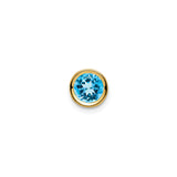 14k Yellow Gold Round Pendant with Swiss Blue Topaz Bezel-Set Gemstone for Women