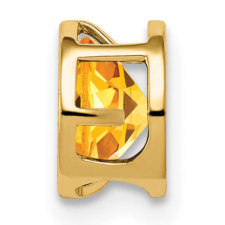 Citrine bezel Charm Pendant in Real 14k Yellow Gold