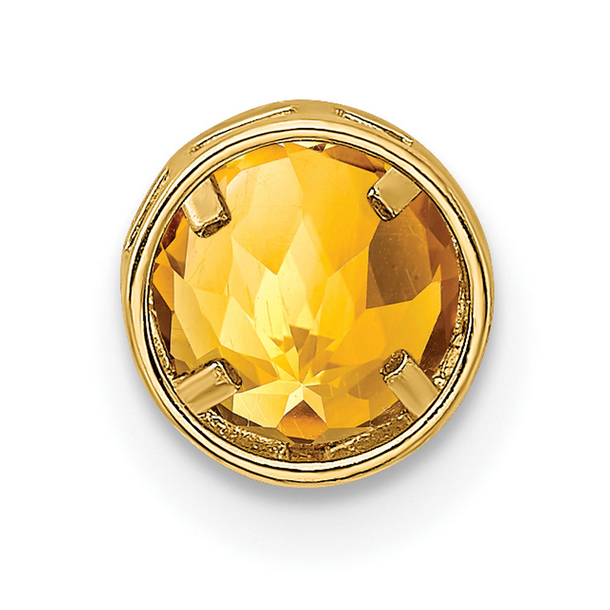 Citrine bezel Charm Pendant in Real 14k Yellow Gold