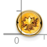 Citrine bezel Charm Pendant in Real 14k Yellow Gold