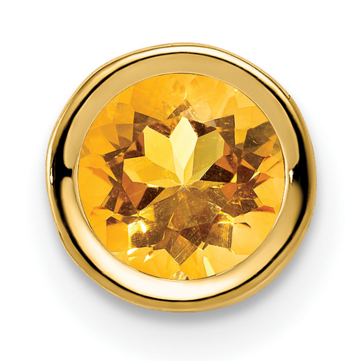 Citrine bezel Charm Pendant in Real 14k Yellow Gold