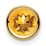 Citrine bezel Charm Pendant in Real 14k Yellow Gold