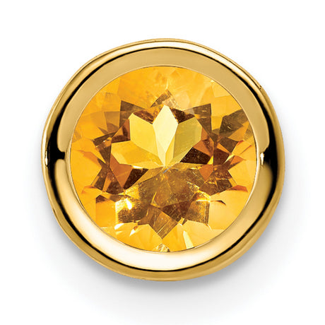 Citrine bezel Charm Pendant in Real 14k Yellow Gold
