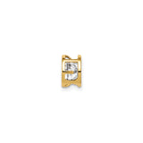 14k Yellow Gold Stud Earring with Cubic Zirconia, Bezel Set, Minimalist Style for Women