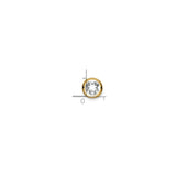 14k Yellow Gold Stud Earring with Cubic Zirconia, Bezel Set, Minimalist Style for Women