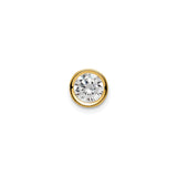 14k Yellow Gold Stud Earring with Cubic Zirconia, Bezel Set, Minimalist Style for Women