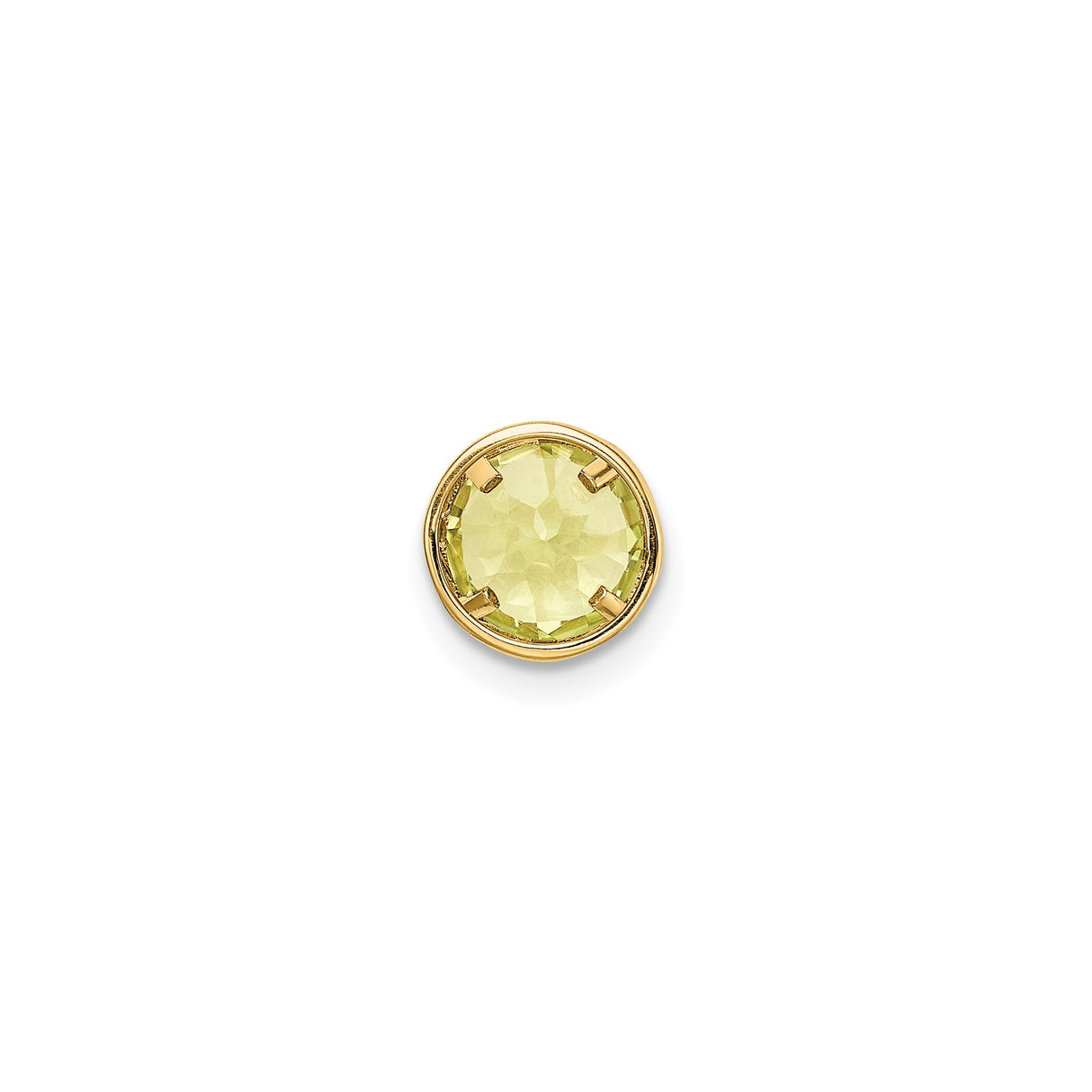 14k Yellow Gold Peridot Stud Earrings, Round Bezel Set August Birthstone Jewelry