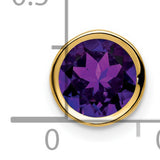 14k Yellow Gold Pendant with Round Amethyst, Faceted Bezel Set Charm for Women