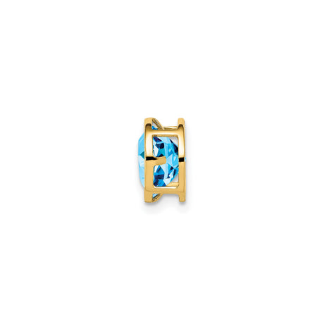 14k Yellow Gold Blue Topaz Stud Earrings, Bezel Set Round Gemstone, Minimalist Birthstone Jewelry