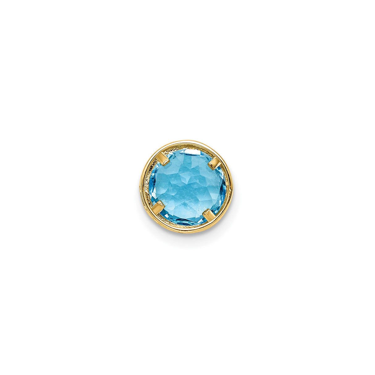 14k Yellow Gold Blue Topaz Stud Earrings, Bezel Set Round Gemstone, Minimalist Birthstone Jewelry