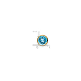 14k Yellow Gold Blue Topaz Stud Earrings, Bezel Set Round Gemstone, Minimalist Birthstone Jewelry